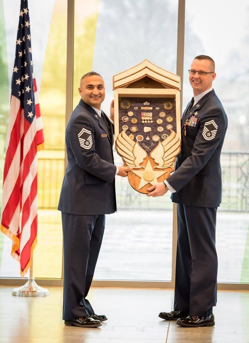 Senior Master Sergeant Heritage Air Force Retirement Shadow Box – Custom Military Keepsake