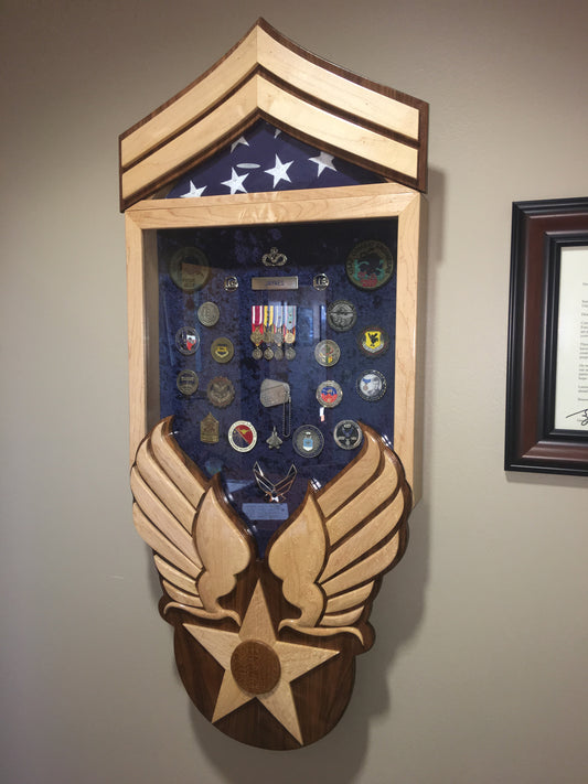 Senior Master Sergeant Heritage Air Force Retirement Shadow Box – Custom Military Keepsake