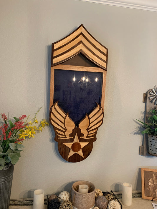 Chief Master Sergeant Heritage Air Force Retirement Shadow Box – Custom Military Keepsake